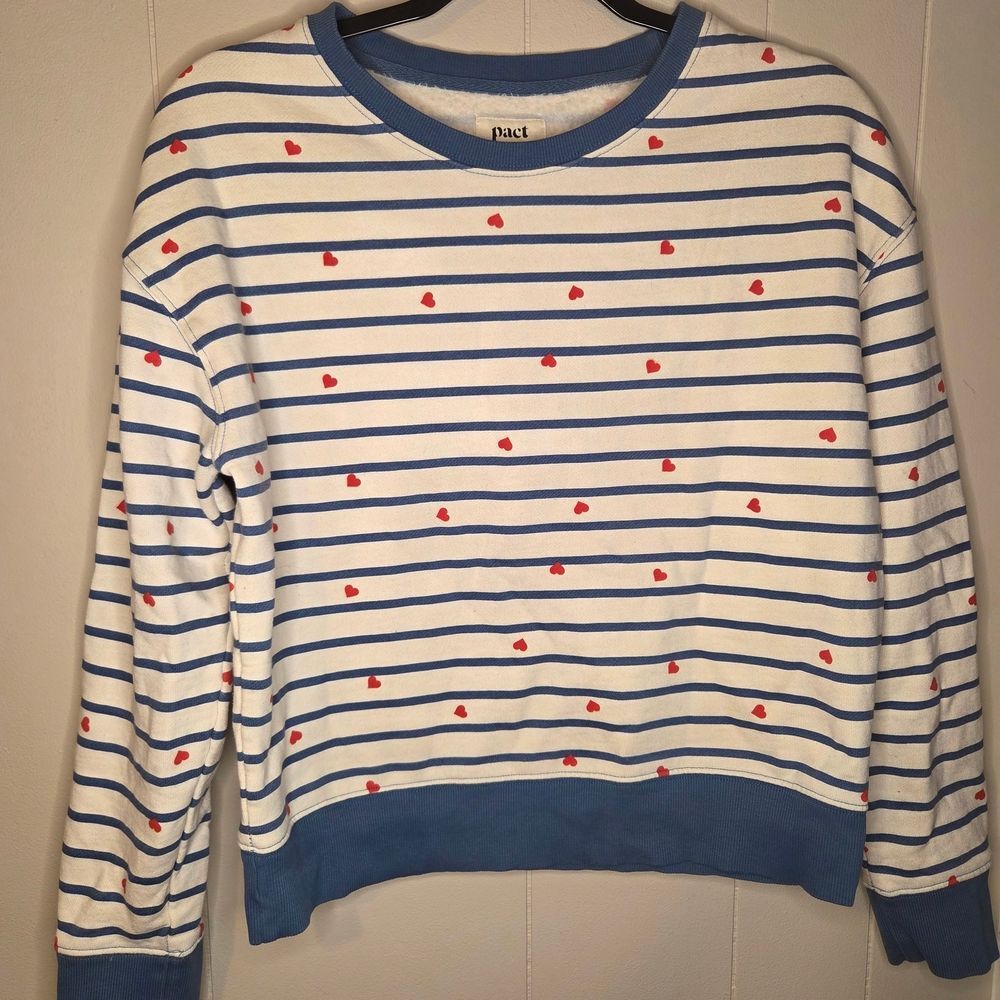 Pact Women's Striped Sweater - Blue and White
